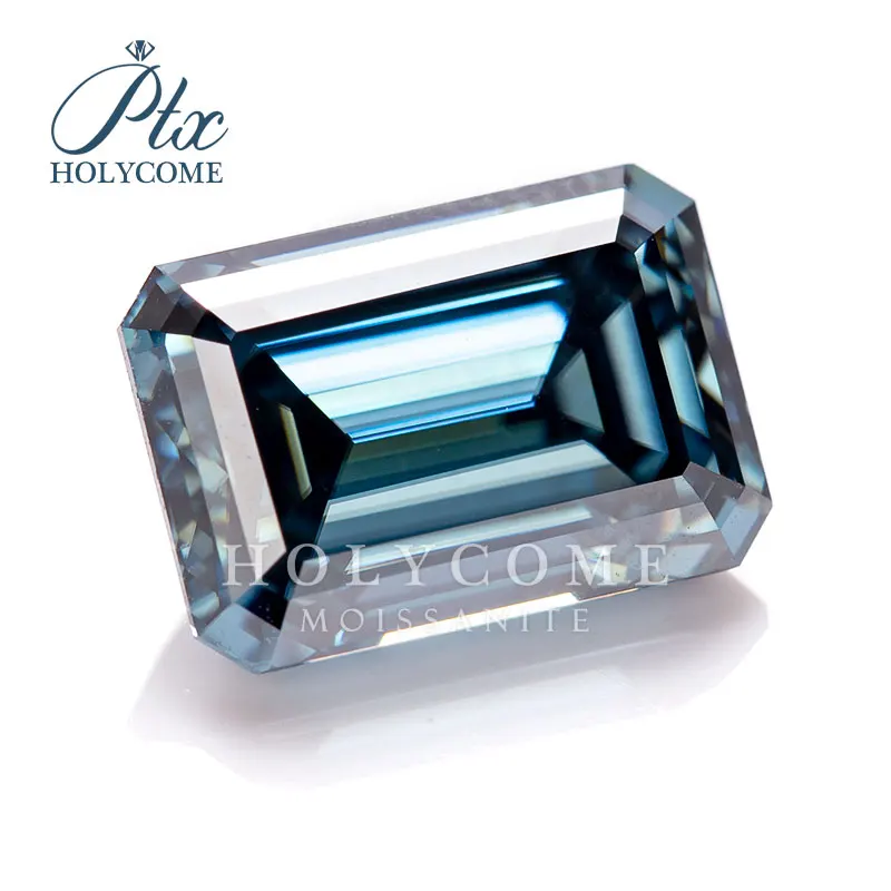 

Holycome 0.3-5ct New Color Vivid Blue Emerald Cut Moissanite Stone Wholesale Moissanite Price Per Carat Moissanite