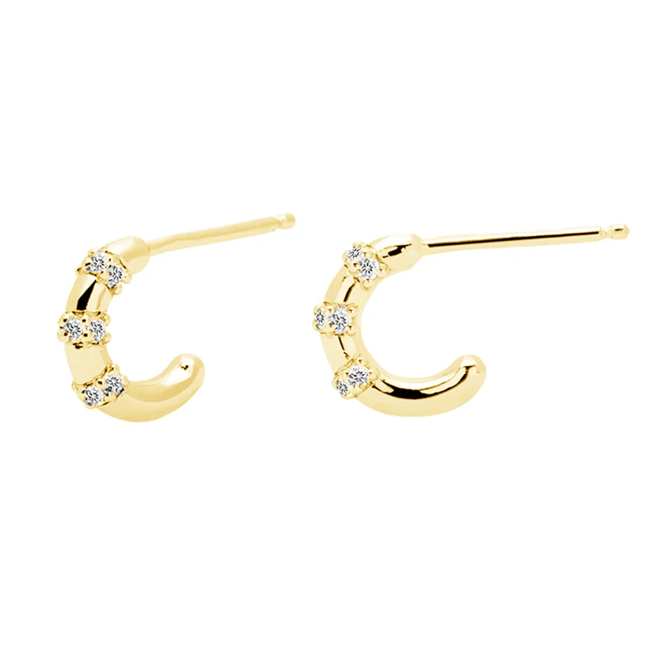 

women fashion jewelry 18k gold plated fashion jewelry trendy 925 sterling silver simple style diamond stud earrings