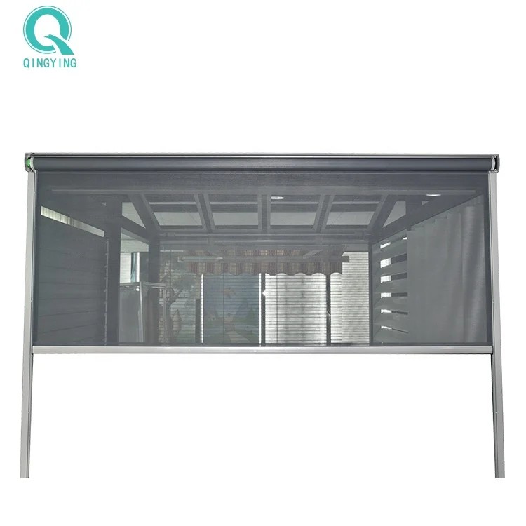 

QINGYING Customized Motorized Windproof Zip Track Roller Blinds for Outdoor Patio, White,beige,grey,black