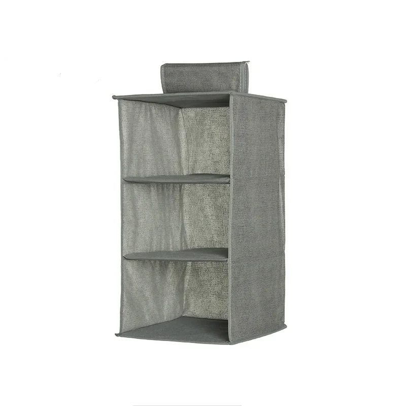 

storage hanging bag Foldable Clothes Storage Bag Sorting and organising hanging bag three layers of non-washable non-woven, Gray