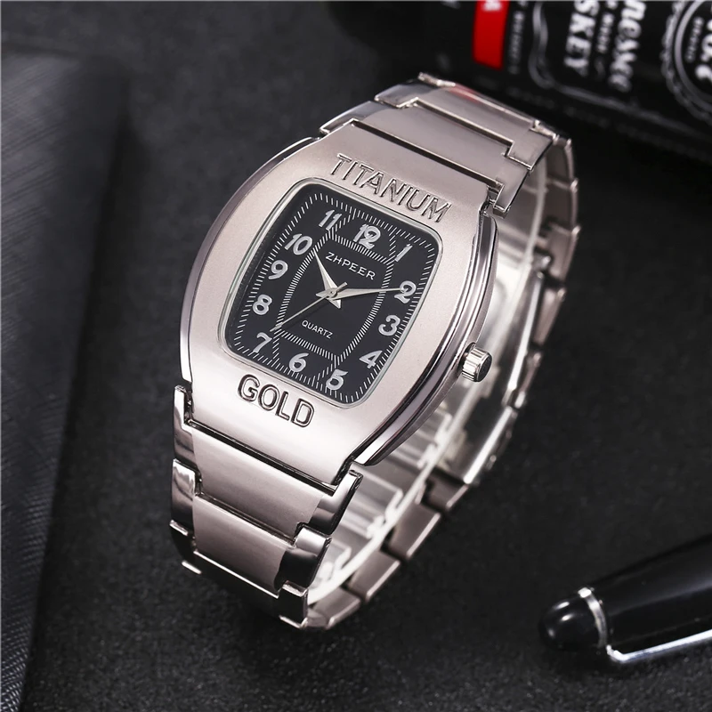 

New Fashion Tonneau Watch Quartz Watch Men Alloy Business Casual Watch, 2 colors