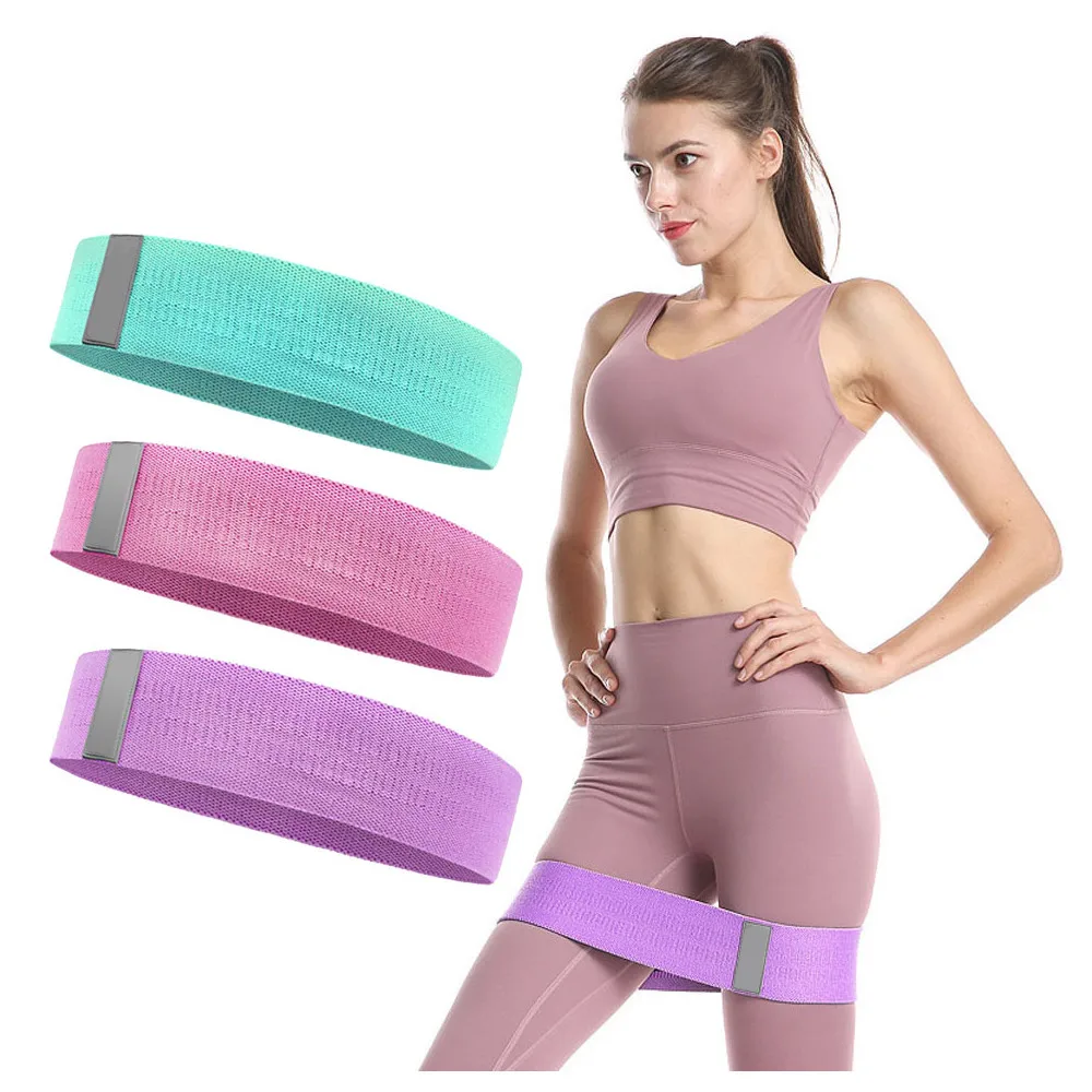 

Wholesale custom 3 level resistance fabric fitness exercise workout loop yoga bands resistant, Pink, purple, green, grey, gray, black