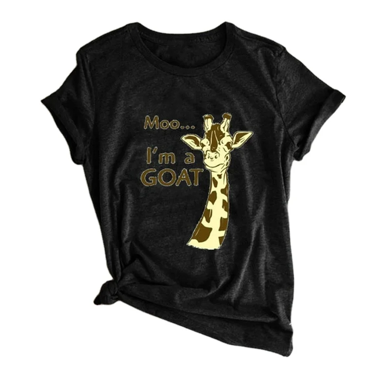 

Summer Women's Animal Giraffe Letter Top Sports Casual Fashion Women's T-shirt