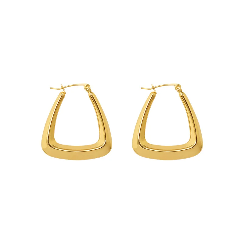 

New Fashion trendy Retro Stainless Steel 18k gold plated large gold hoop earrings
