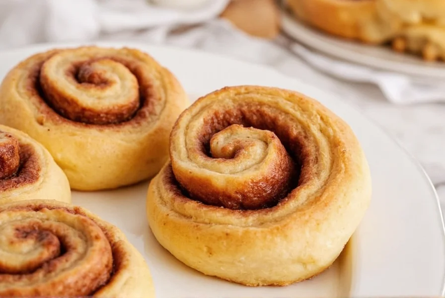 Perfectly proofed cinnamon roll dough showing doubled volume in glass bowl