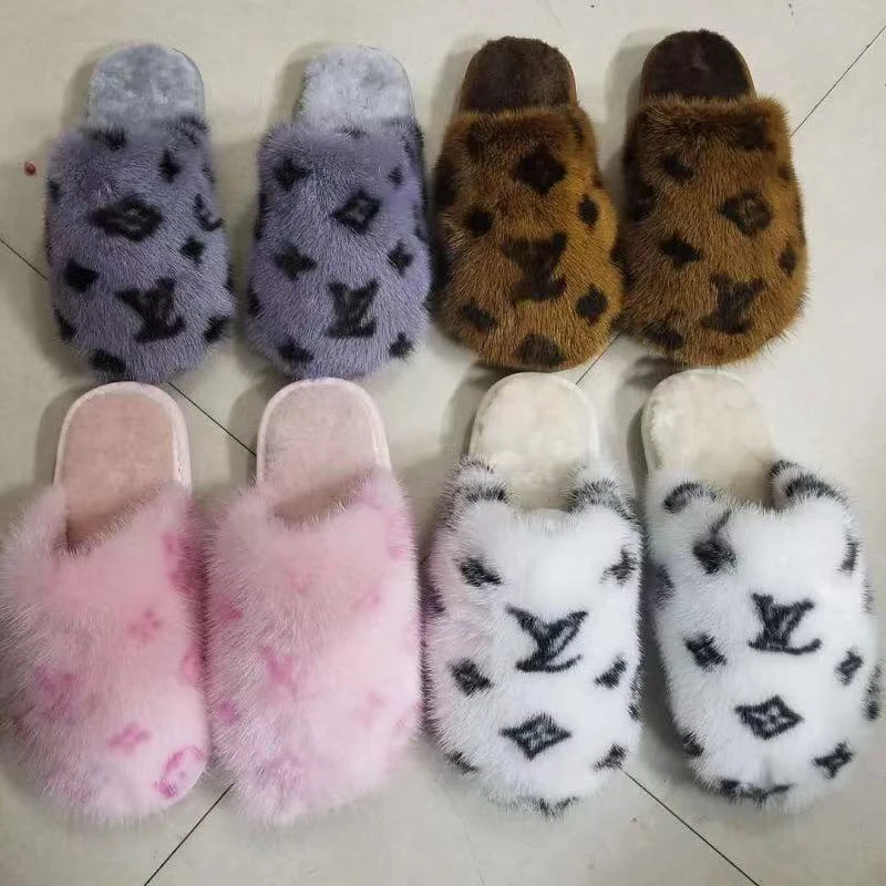 

custom OEM house slippers women winter slipper women mink fur sandal fur slipper slide, Multi color