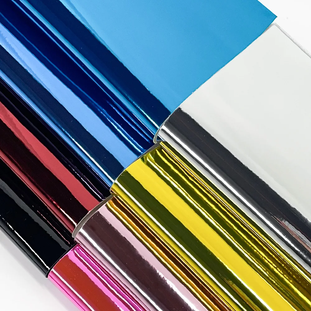 Solid Color Gold/Silver Mirror Reflective Metallic Faux Leather Pu Fabric for Making Shoe/Bag/Hair Bow/Craft