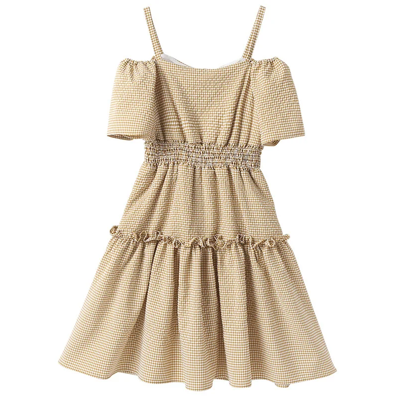 

Sling children's plaid cake dress in the big girl princess dress