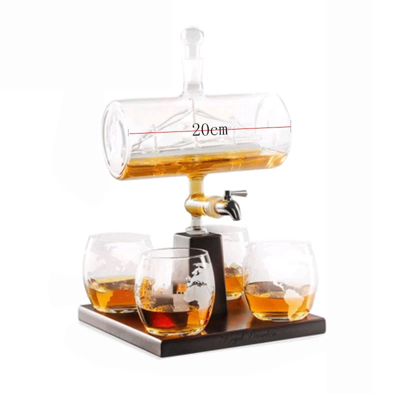 

Wholesale customization of glass products with unique glass decanter containing cups, Clear