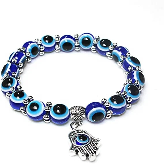 

Family Couple Women Men Girls Kabbalah Red String Amulet Nazar Handmade Braided Bead Hamsa Adjustable Evil Eyes Bracelets, Blue