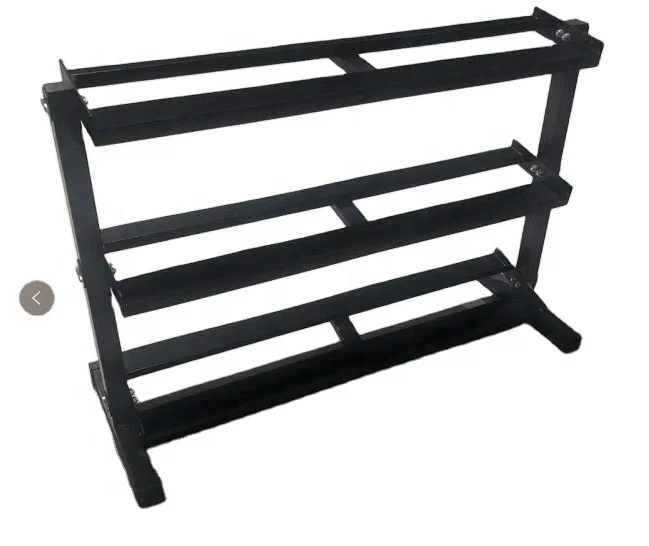 

PILOT SPORTS Simple Gym Equipment Fitness Three-Layer Rubber Dumbbell Rack, Black matte