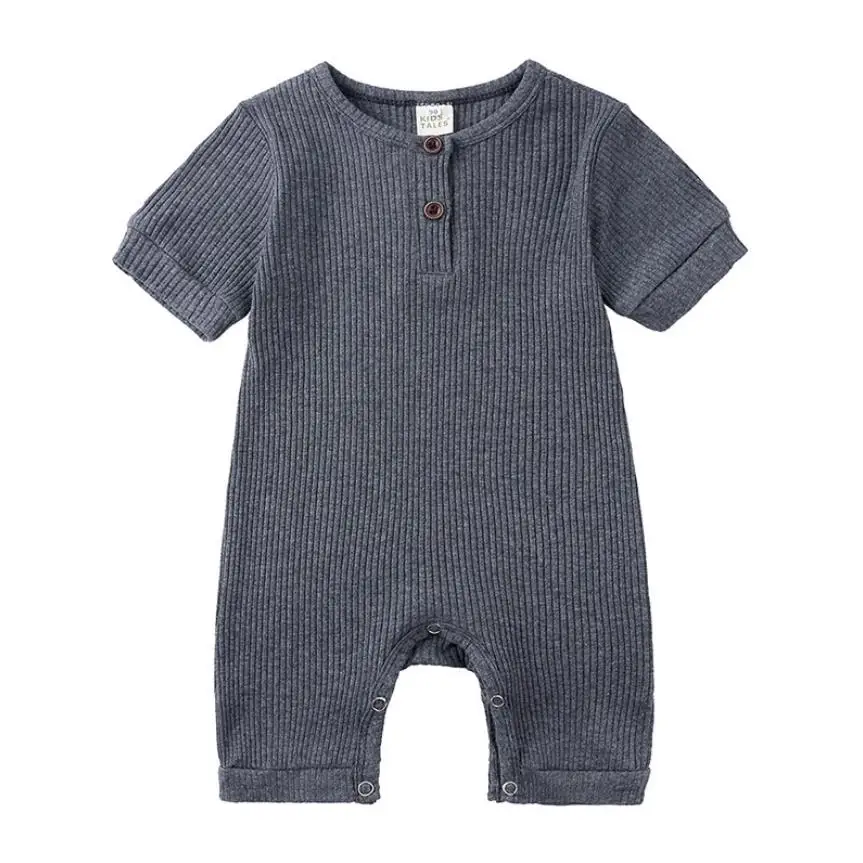 

Solid color newborn baby cotton jumpsuits infants boy's and girls' one piece rompers for summer