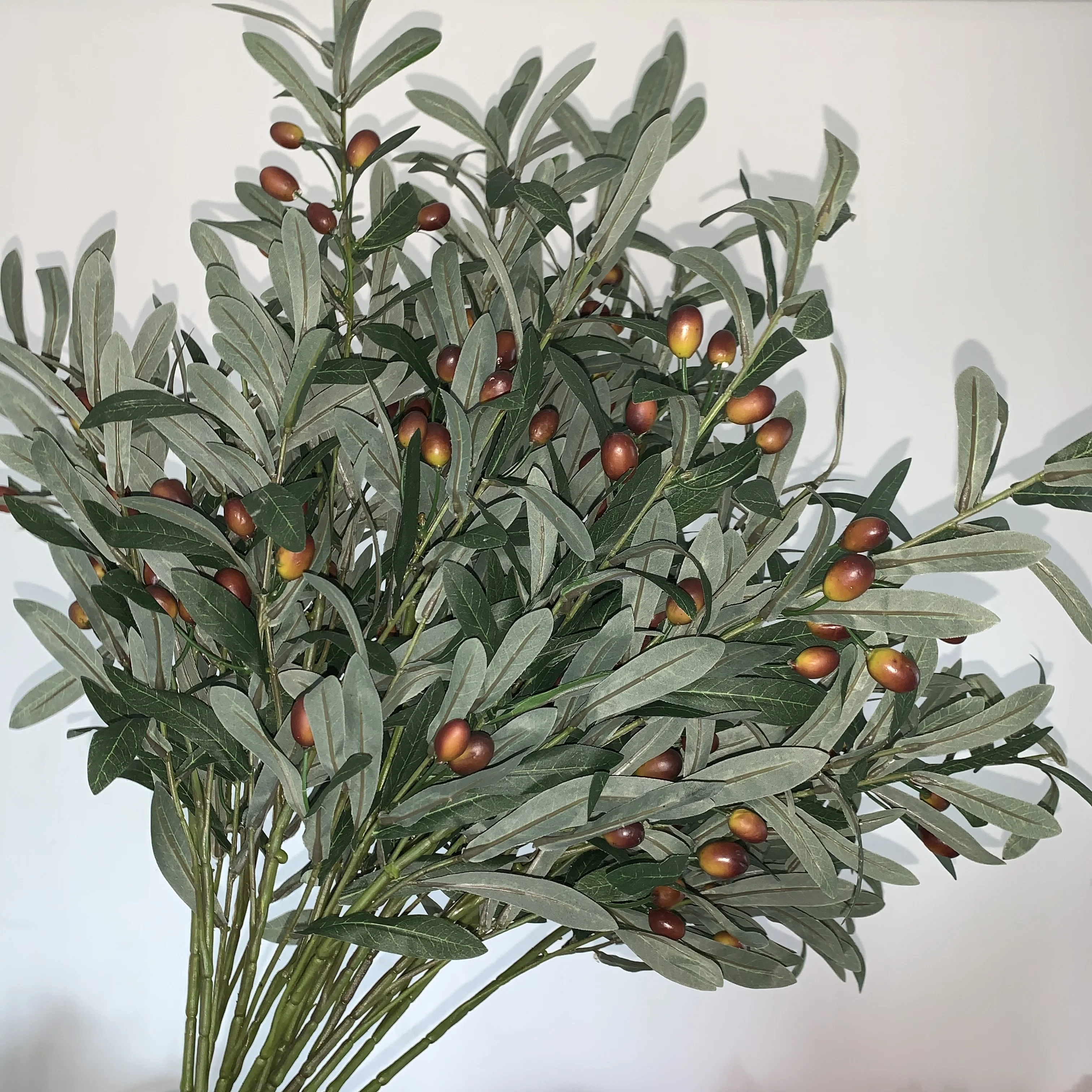 

V-3276 Autumn Color Artificial Olive Tree Branch Leaves For Home Decoration, Colors