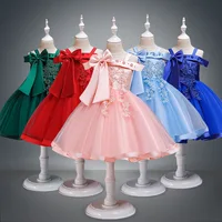 

2020 Summer Fluffy Mesh Girls Dresses Off-Shoulder Kids Costume Wholesale Children's Party Dress