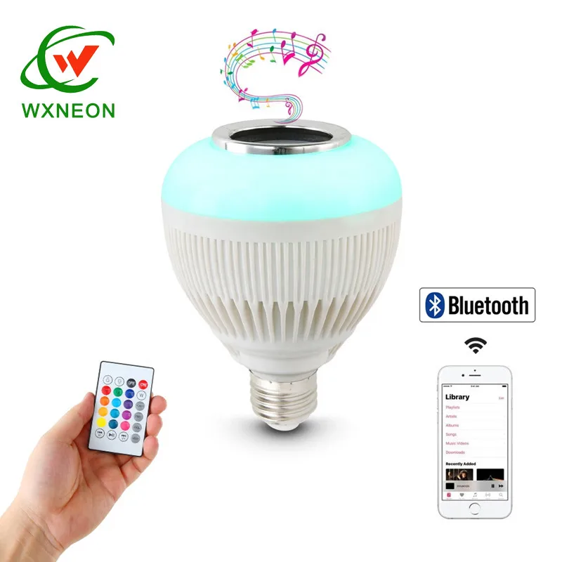 Wireless Bluetooth Light Bulb Music Audio Speaker Sound RGBW LED Lamp