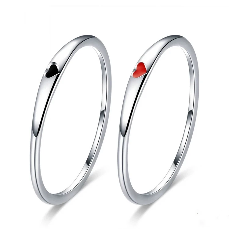 

Amazon explosion models simple love 925 sterling silver ring female fashion DIY simple couple European and American silver ring