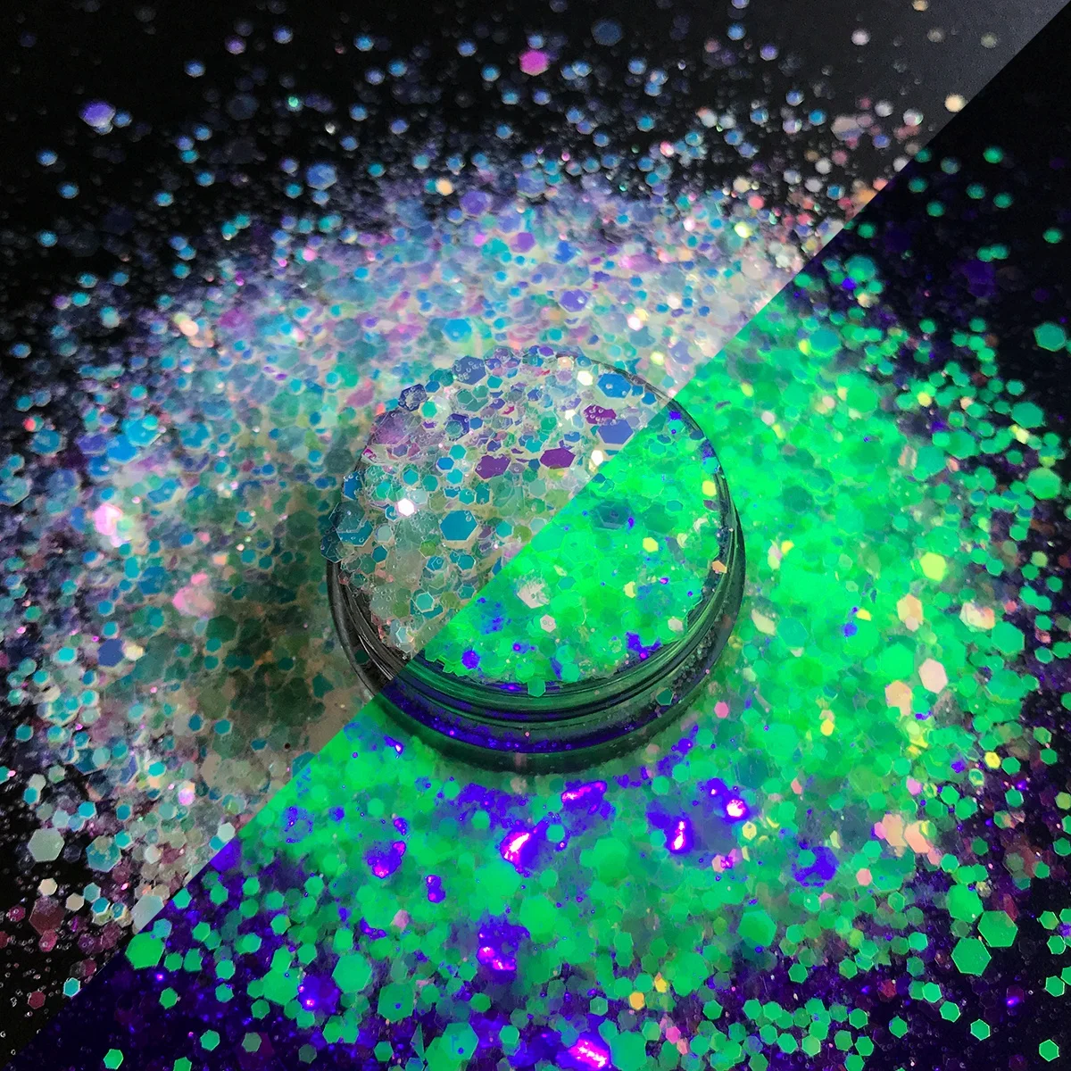 

Bulk pretty Opal fine chunky Glitter New Chunky mix glitter glow in the dark