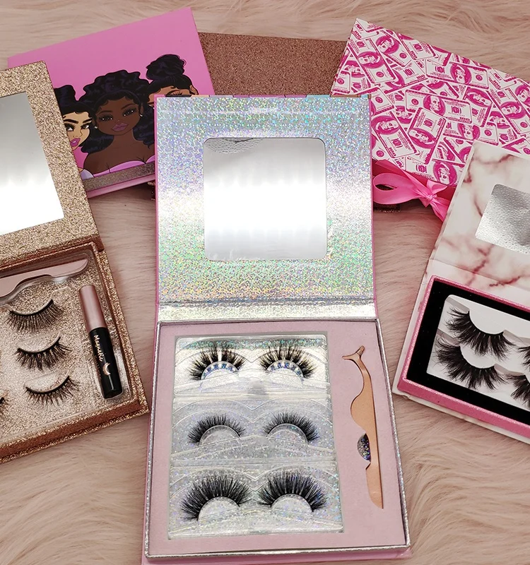 

eyelash vendor Logo custom luxury packaging box custom magnetic eyelash boxes eyelash vendor customized boxes with mirror, Black