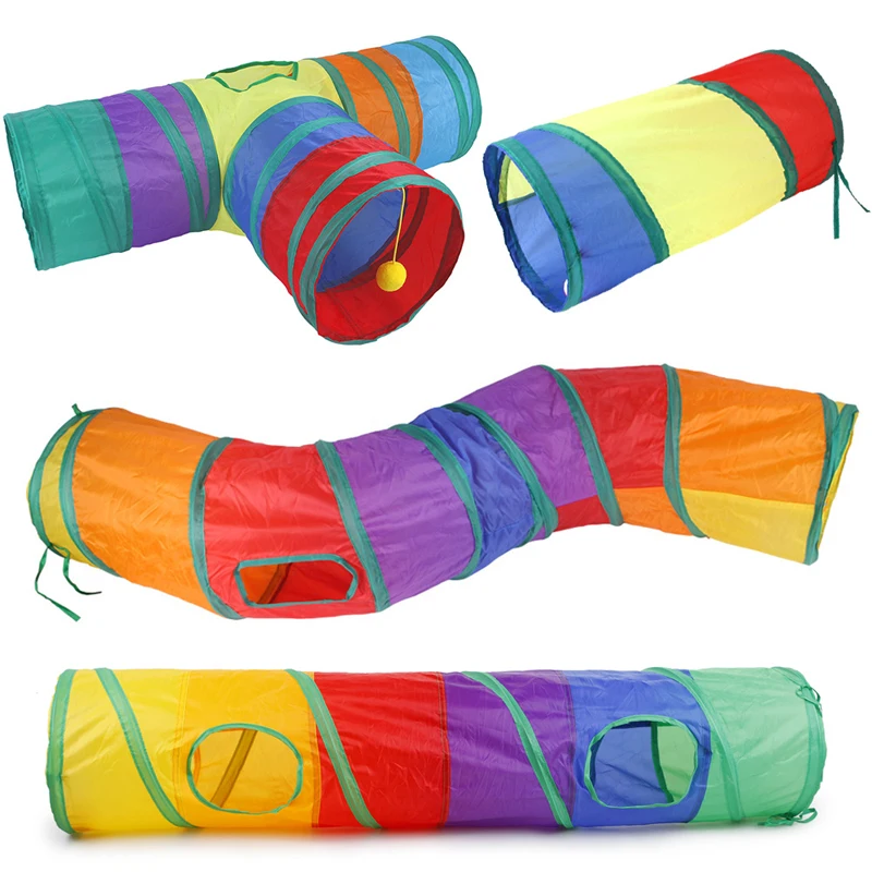 

Wholesale Collapsible Polyester Colorful Cat Tunnel Eco-Friendly Interesting Cat Toy Tunnel