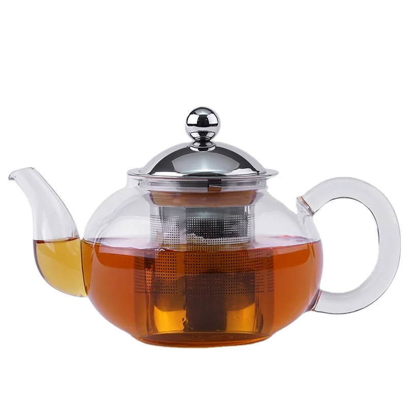 

2021 Classic Luxury 800 ML 304 Stainless Steel Filter High Borosilicate Glass Teapot Wth Infuser