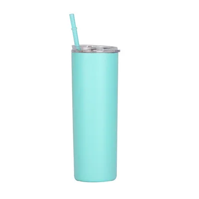 

20oz 30oz Sublimation Blanks Straight Skinny Vacuum Flask Water Bottle Stainless Steel Tumbler Cups with lid and straw, White,black,pink,purple,rose gold,light orange,deep blue,light blue