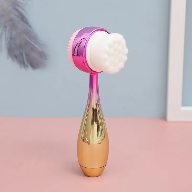 Double Headed Manual Soft Bristle And Silicone Facial Cleaning Brush