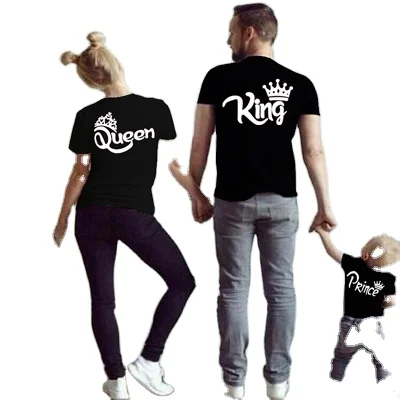 

Men and Women European and American King Queen T-shirt Crown Hat New Family Parent-child Clothes Khmer