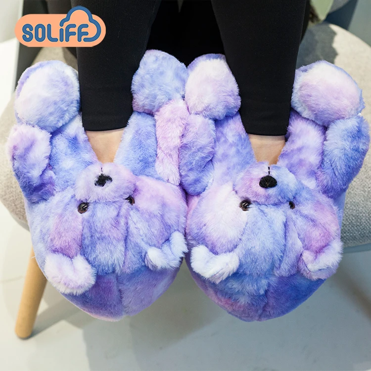

2021 Hot selling Popular Winter Warm Cotton Home Plush Teddy Bear Slippers, Customized color