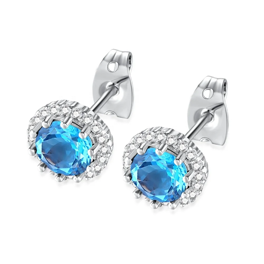 

MECYLIFE Newest Design Highly Welcomed Stud Earrings Zircon Stone 12 Birthstone Earrings, 12 colors