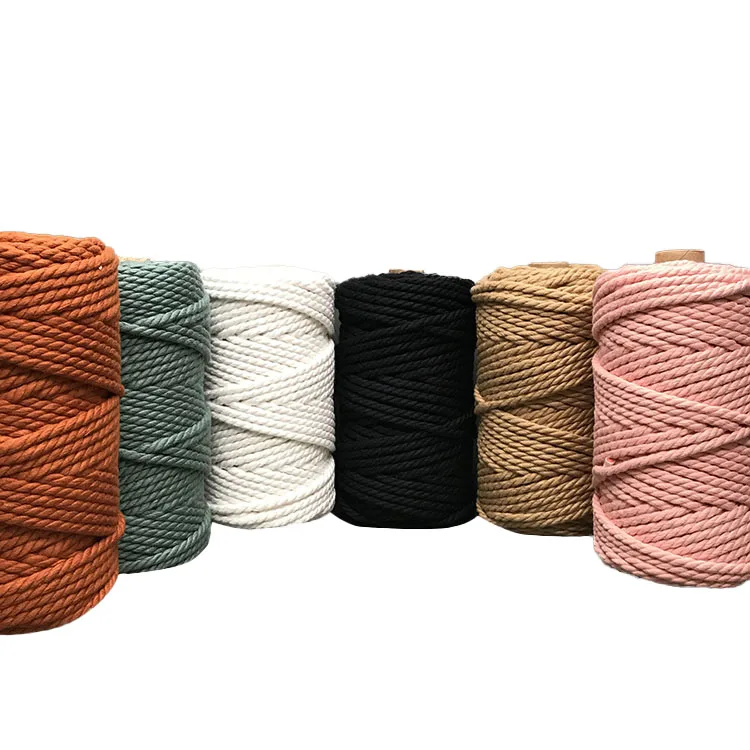 

Wholesale colorful 3mm * 100m macrame cord cotton rope for Home Textile, 21 colors;can be customized