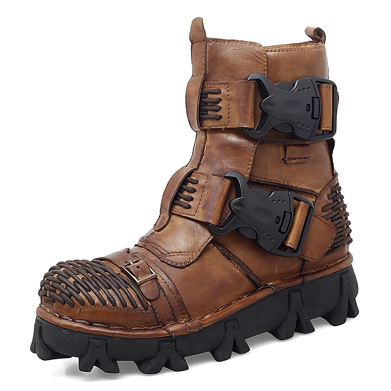 

2021 Hot Sale Genuine Leather Motorcycle Riding Shoes Plus Size 48 Motorbike Motocross High Boots For Men