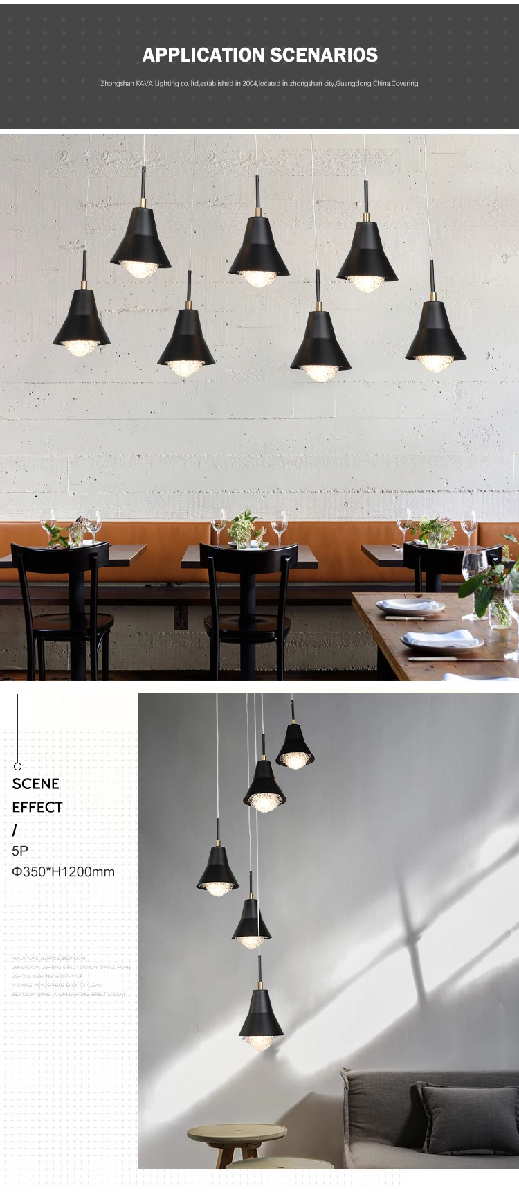 High Quality Modern Hanging Decoration Iron Black Copper Chandelier Pendant Light