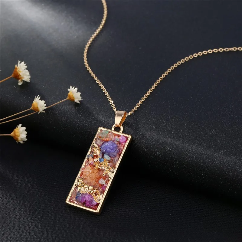 

Natural Stone Druzy Amethyst Crystal Pendant Necklace Gold Plated