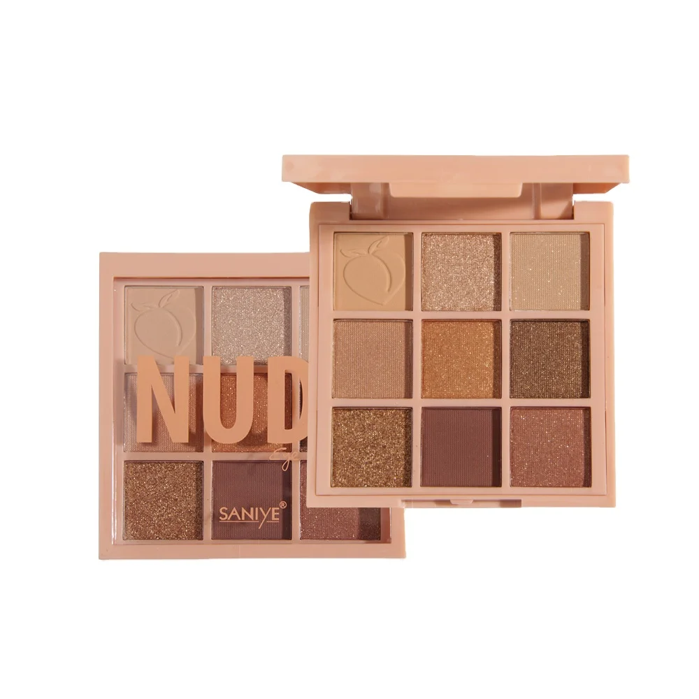 

SANITE Colour Makeup NUDE Eyeshadow Nine Colors Eye Shadow Dish Waterproof Lasting Dark Style Eye Pigments Cosmetics, 9colors