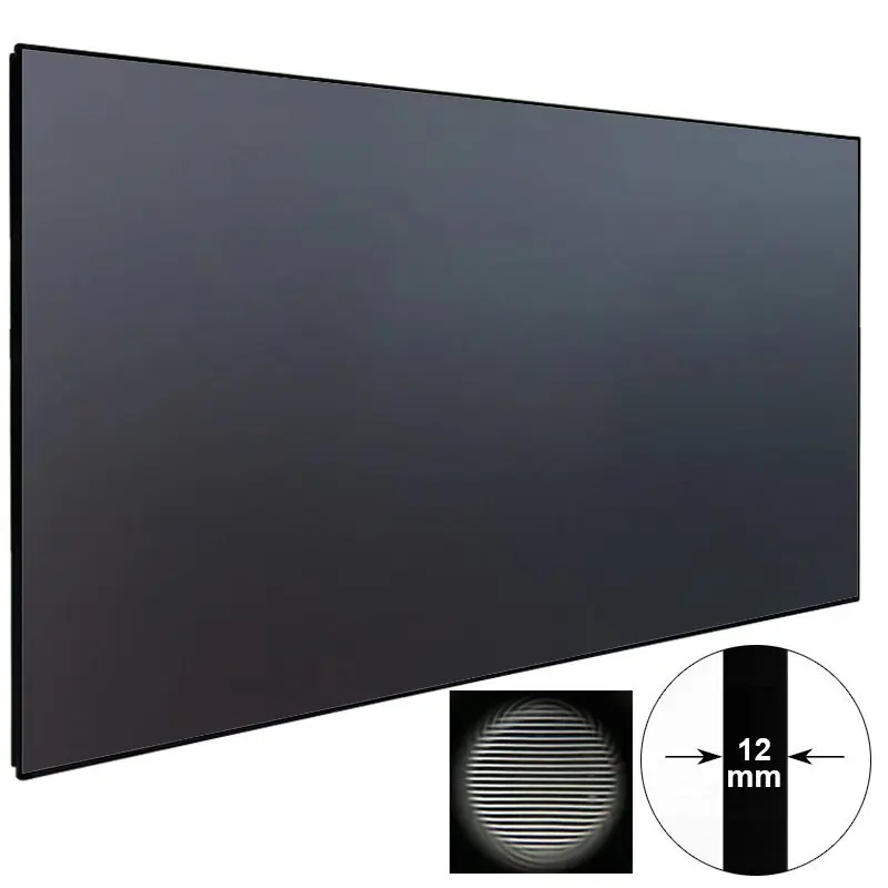 

100 inch 16:9 Format zero edge fixed and thin frame Ambient Light Rejecting UST Projector Screen for Home Theater, Dark gray