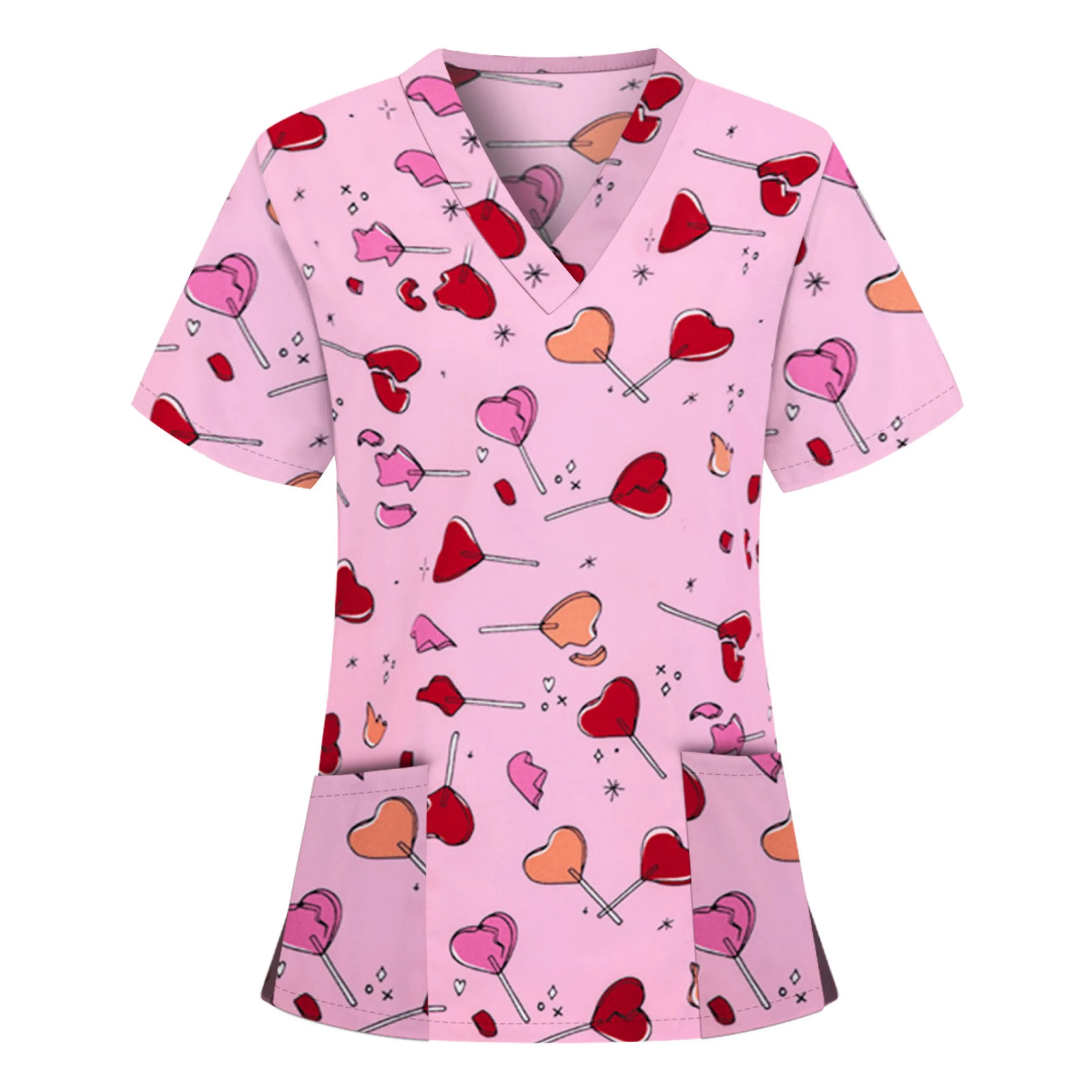 

Dental Working Uniform V-neck Women Scrub Tops Printed, As pictured or customized