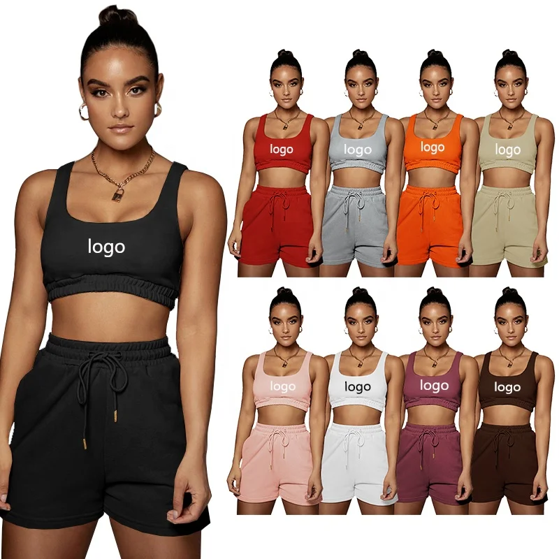 

brands logo 2021 Summer women Two Piece Shorts Sets Biker Tank Tops and joggers pants sweat sutits summer Women's Tracksuits