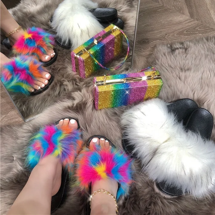 

New Ladies Shoes Open Toe Flat Fur Open Toe Slippers Anti Slip Light Weight Outdoor Beach Sandals Women's Shoes Big Size 43