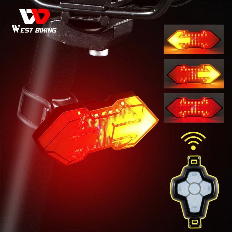 

WESTBIKINGHorn Remote Control Direction Indicator LED bike Taillight Bicycle New USB Light Bicycle cycling Taillight Turn Light, Black