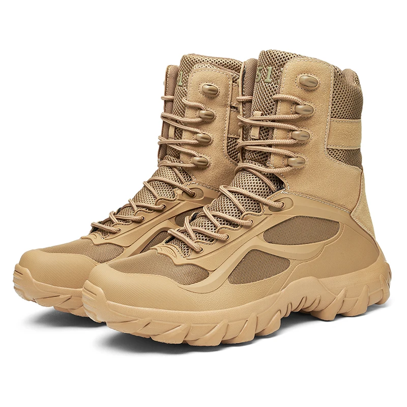 

High quality Outdoor Waterproof Rubber Military leather Boots Tactical men desert jungle safety army shoes sale Tactical Boots