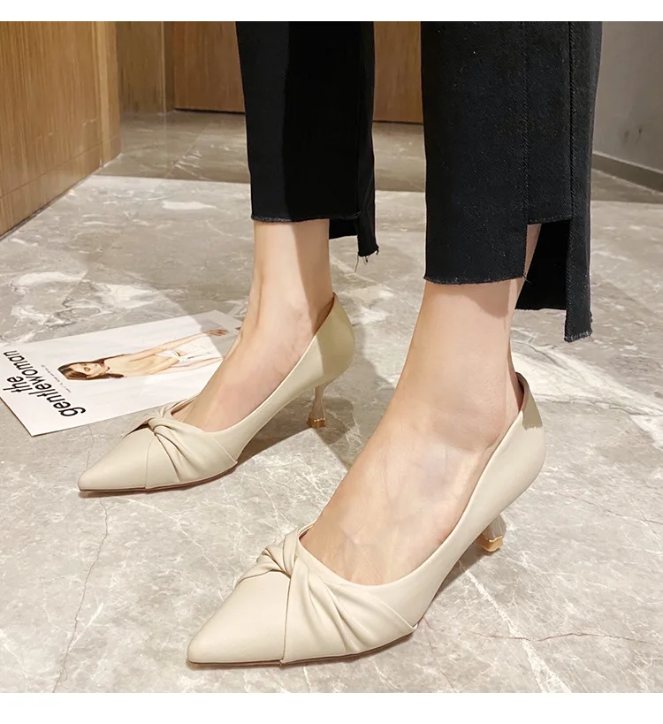 

Fashion Casual High Heel Shoe Pointed Toe Bow Women Ladies Job Heels Pumps