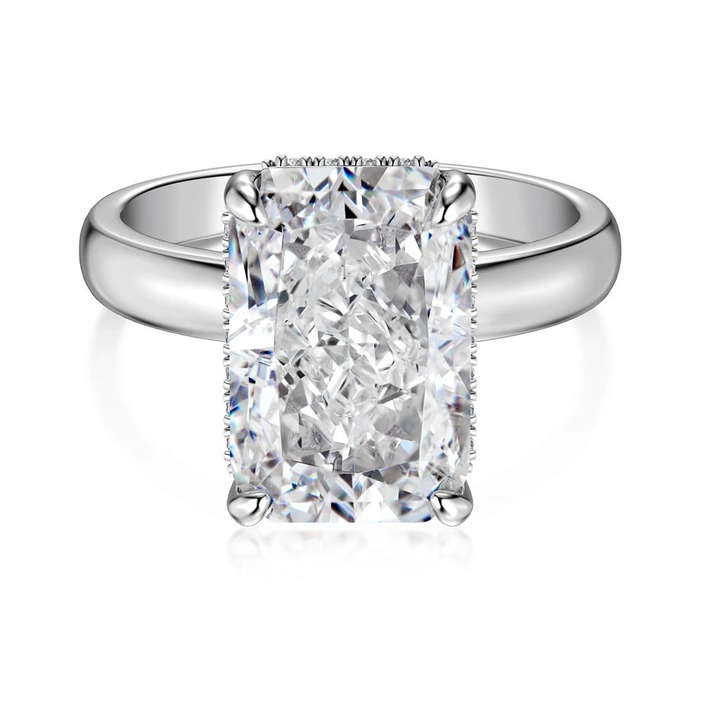 Dylam Fine Fashion Women Jewelry Wedding Band Sterling Silver 8A Crushed Iced Out Cut Cubic Zirconia Engagement Bridal Rings