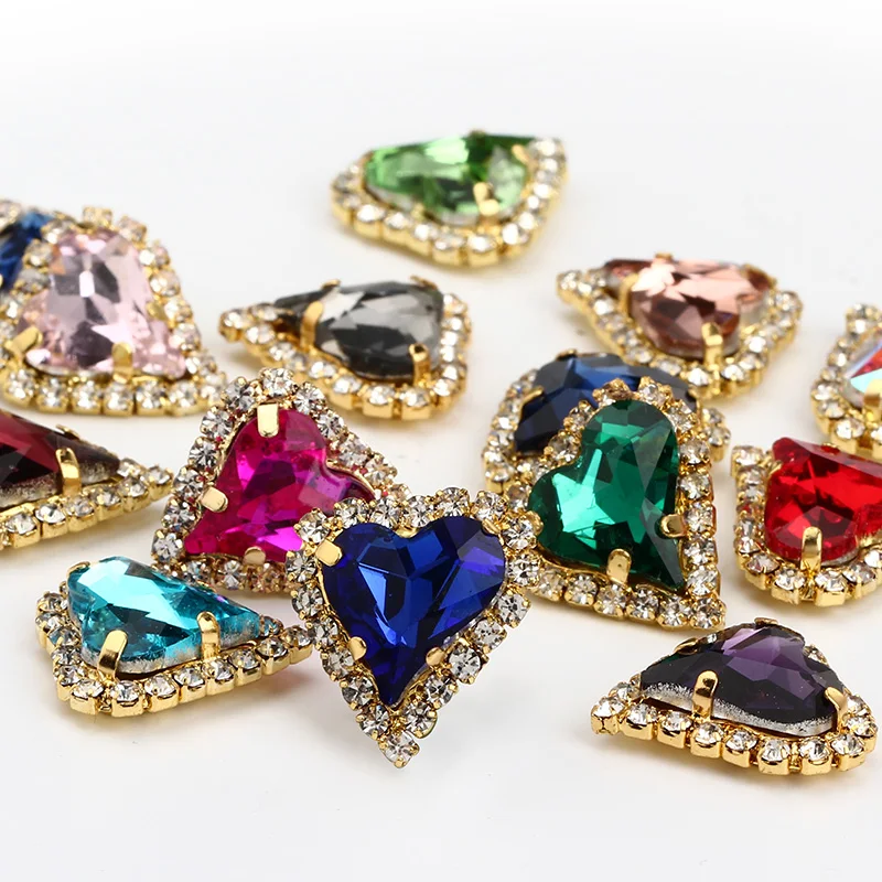 

Xichuan 2022 Crystal Buckle Series Crooked Heart Crystal Glass With Copper Rhinestones For Jewelry
