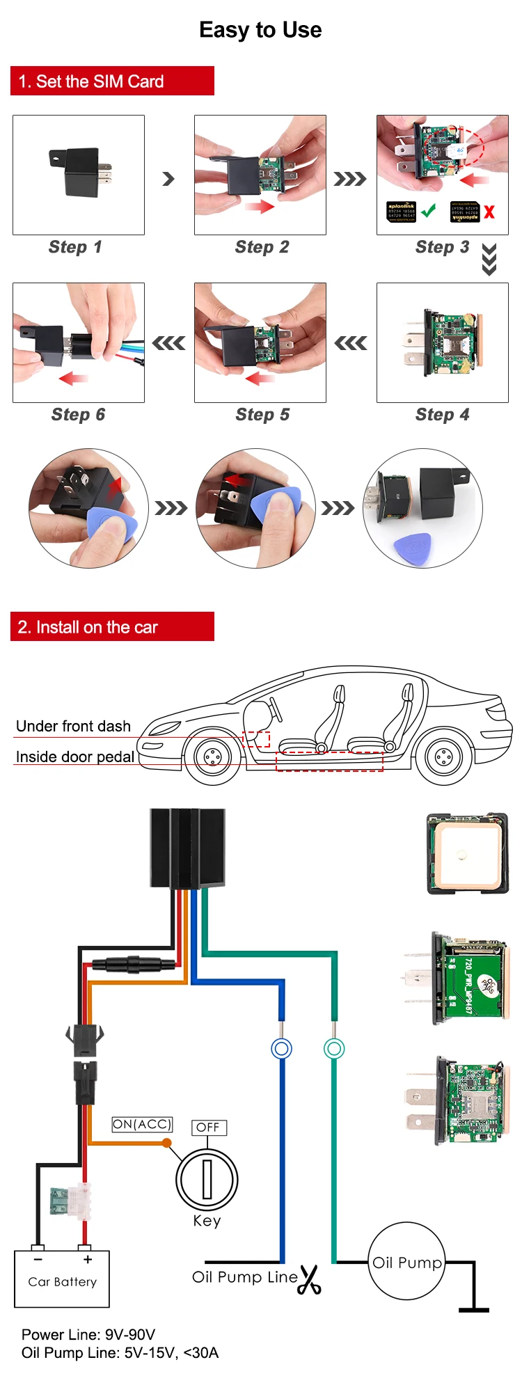 Relay Gps Tracker Mv730 Car Alarm Motorcyle Gps Gprs Tracking Device Track Remote Cut Oil Acc