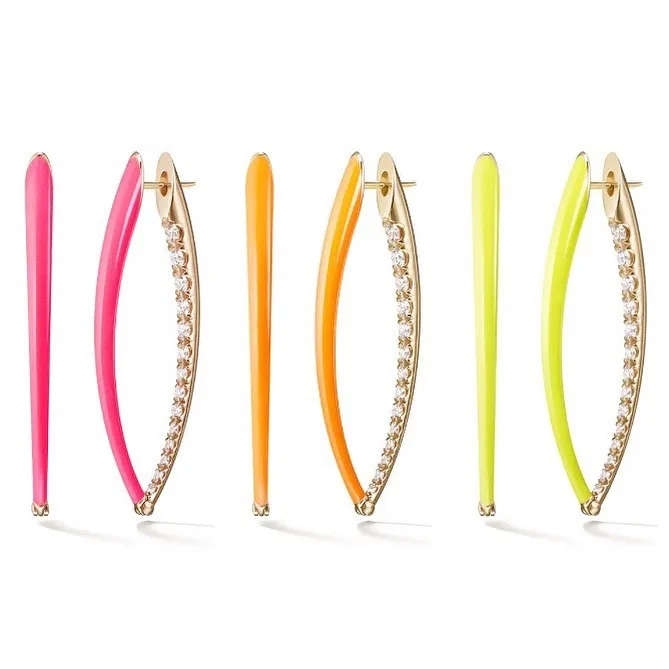 

summer new fashion jewelry gold plate Neon enamel oval hoop earring for women, Picture