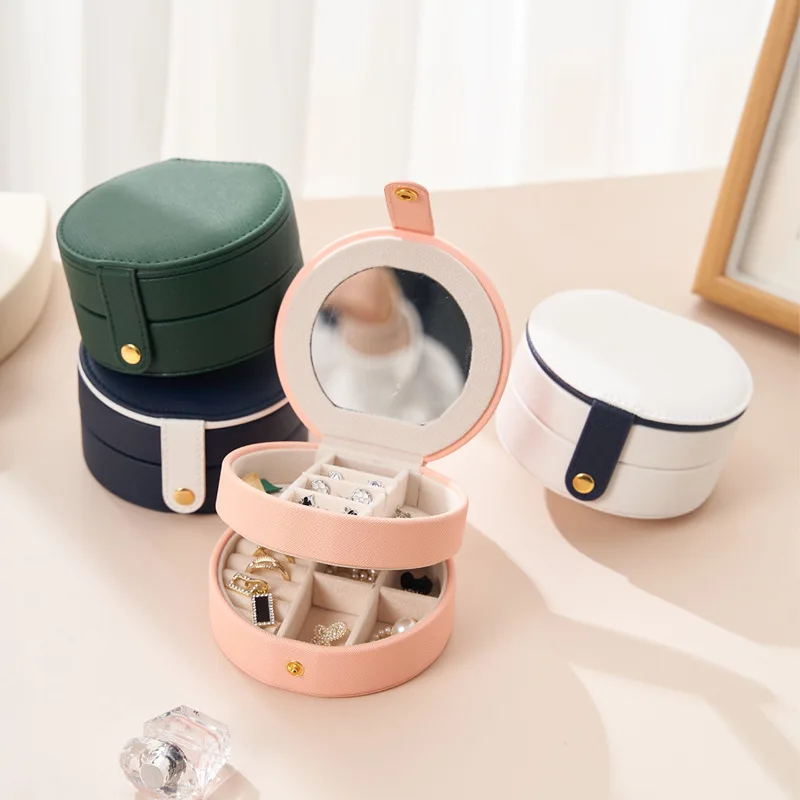 

Hot Sale Women Girls Earrings Ear Stud Box Organizer Portable Jewelry Storage Case PU Leather Small Travel simple gift Boxes