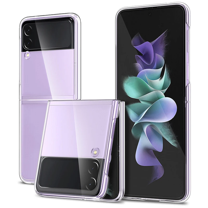 

for samsung z flip 3 folding transparent clear pc mobile phone cover hard pc phone case for samsung galaxy z flip 3 5g