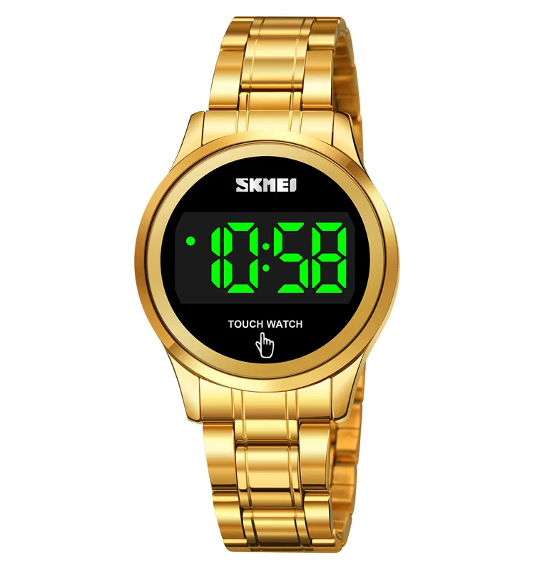 

Luxury Skmei 1737 orologio uomo Led Screen Women Digital Watches Gold Touch Men Watch Stainless Steel