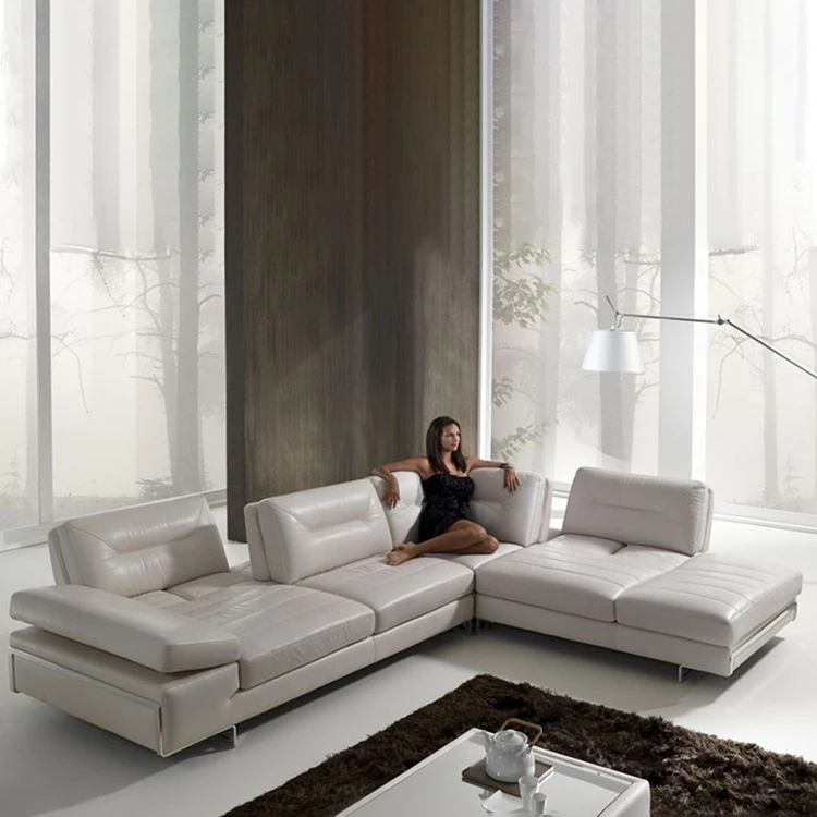 Living Room Sofa Movable Cushion Leather Sofa Drawing Room Furniture ...