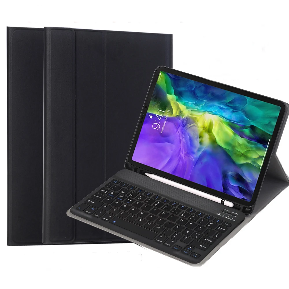 

For iPad Pro 11 22021 Keyboard Case Slim Detachable Magnetic BT Portuguese Keyboard Pu Leather Tablet Cover